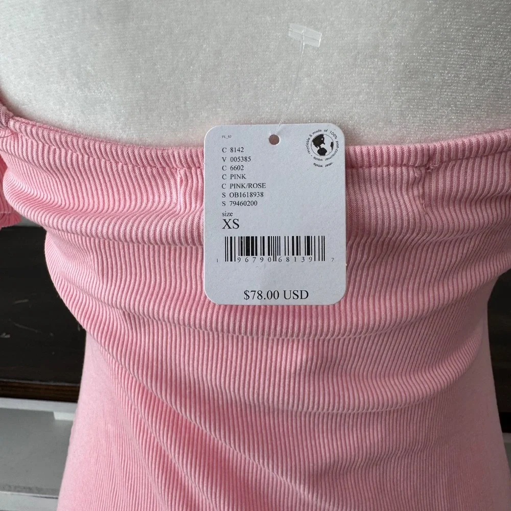 NWT Free People Beach Bel Air Midi Dress Pink Ribbed‎ Women's Size XS P